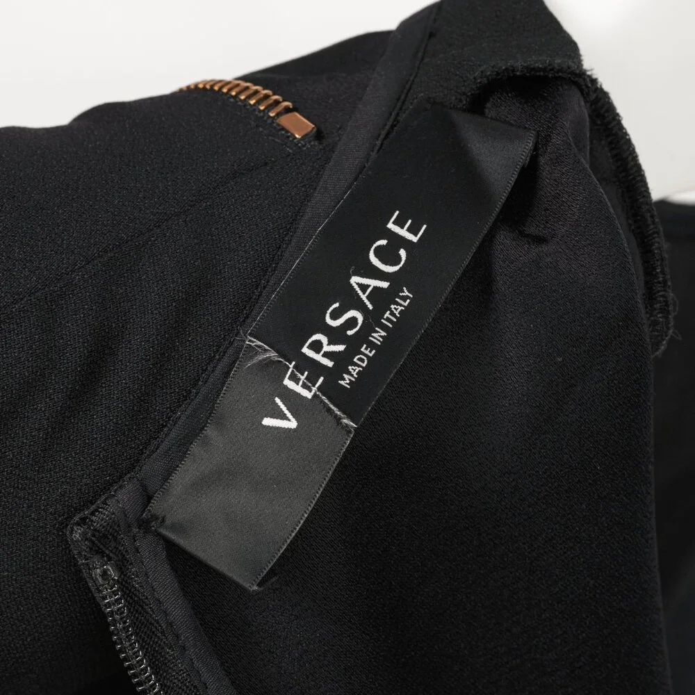 Versace PF20 Black Envers Satin Safety-Pin Short Dress - Picture 10 of 13